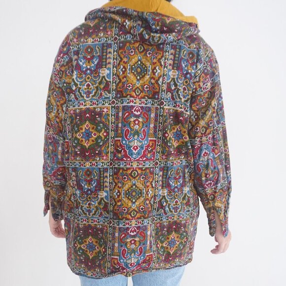 Vintage Fashion Passport Parisian Paisley Print Zip Up Lightweight Jacket Hood S - Picture 3 of 11